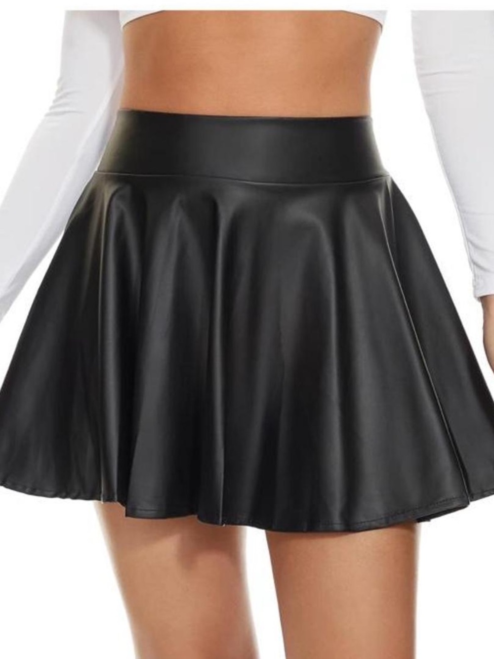 dingo Black Faux Leather Skater Mini Skirt